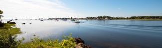 View of the water and boats from the biddeford campus